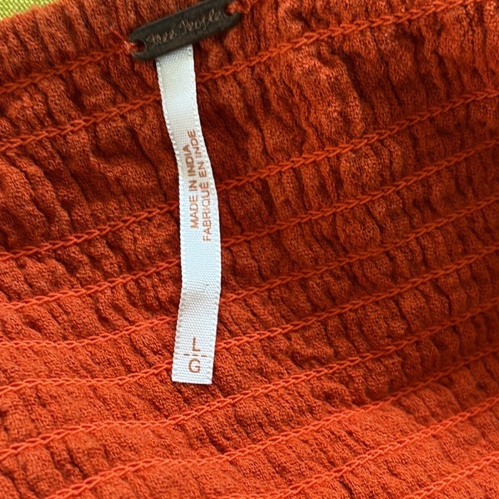 Free People Elaina Orange Crochet Gauze Asymmetrical Maxi Dress in Tangerine - L - Picture 13 of 16